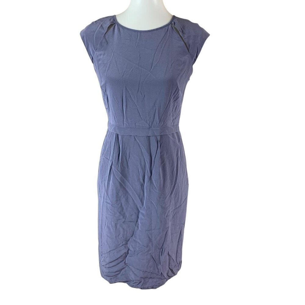 Moncollet Silk Dress Purple Sleeveless Elegant Midi Size 4